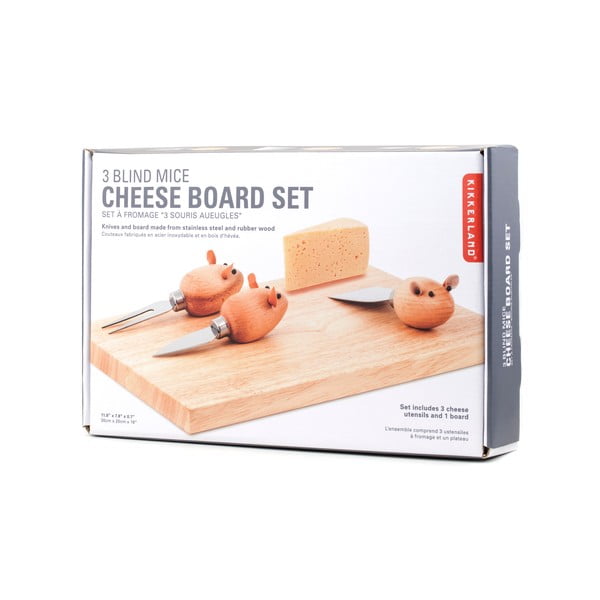 Комплект дървена дъска за сирене и прибори за хранене - Kikkerland