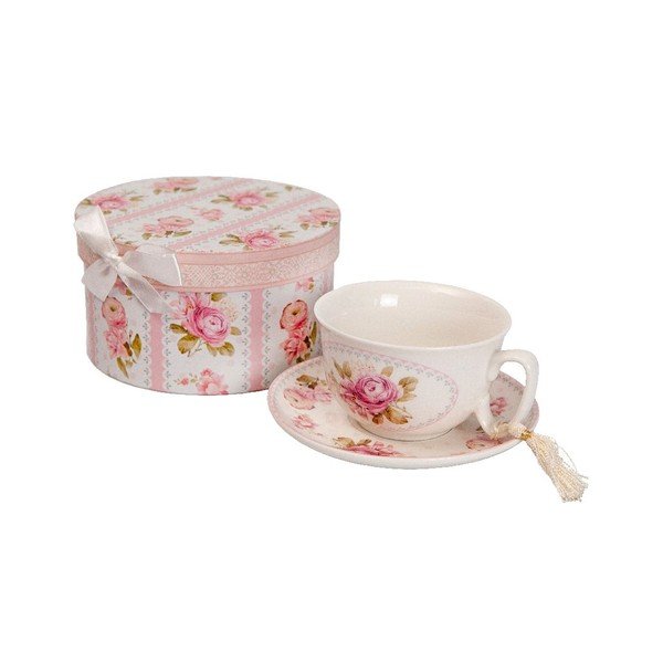 Porcelánový šálek s podšálkem v dárkovém boxu Antic Line Roses
