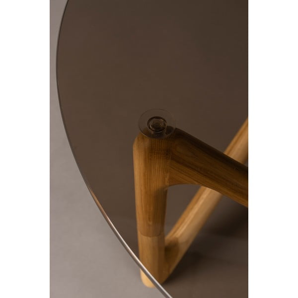 Кръгла масичка за кафе със стъклен плот в естествен цвят ø 80 cm Naia – Dutchbone-image-2