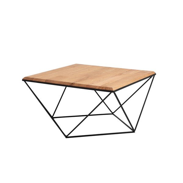 Konferenční stolek s černým podnožím a deskou z masivního dubu Custom Form Daryl, 80 x 80 cm