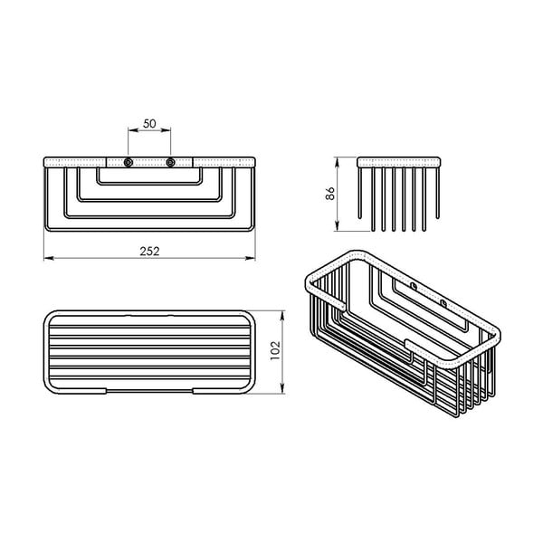 Стенен рафт за баня от неръждаема стомана сребърен Gedy Smart – Sapho-image-1