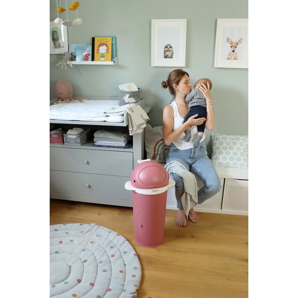 Тъмнорозово пластмасово кошче за пелени 25 l Whale – Kindsgut-image-3