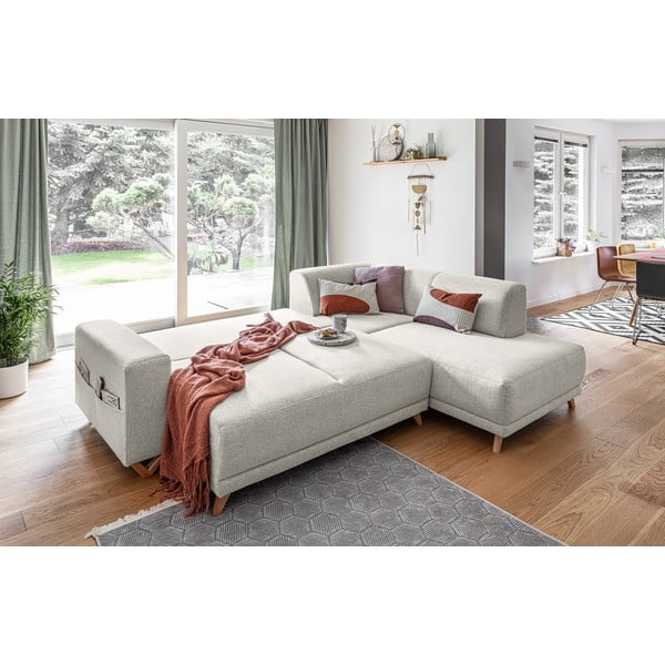 Бежов разтегателен/с място за съхранение ъглов диван (десен ъгъл/L форма) Classy Sophie – Miuform-image-4