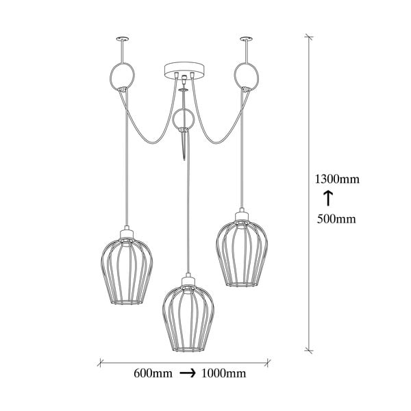 Черна висяща лампа за 3 крушки Tel Chain - Opviq lights-image-3
