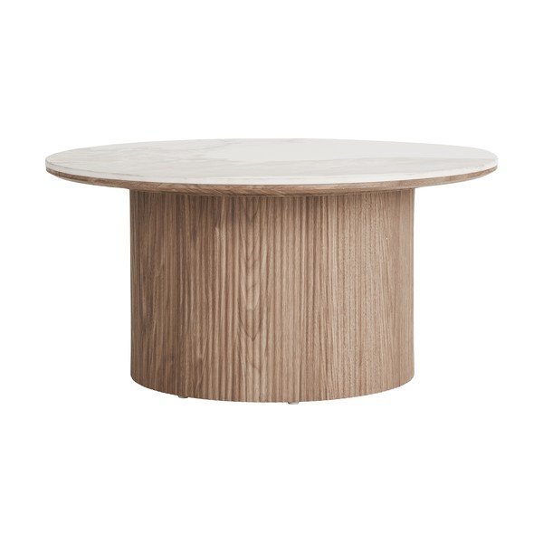 Бежова/в естествен цвят кръгла масичка за кафе с плот от имитация на мрамор ø 80 cm Athens – House Nordic-image-4