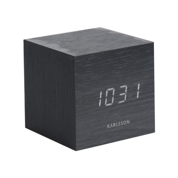 Черен будилник , 8 x 8 cm Mini Cube - Karlsson
