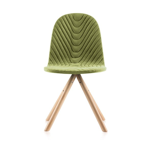 Světle zelená židle s přírodními nohami Iker Mannequin Wave