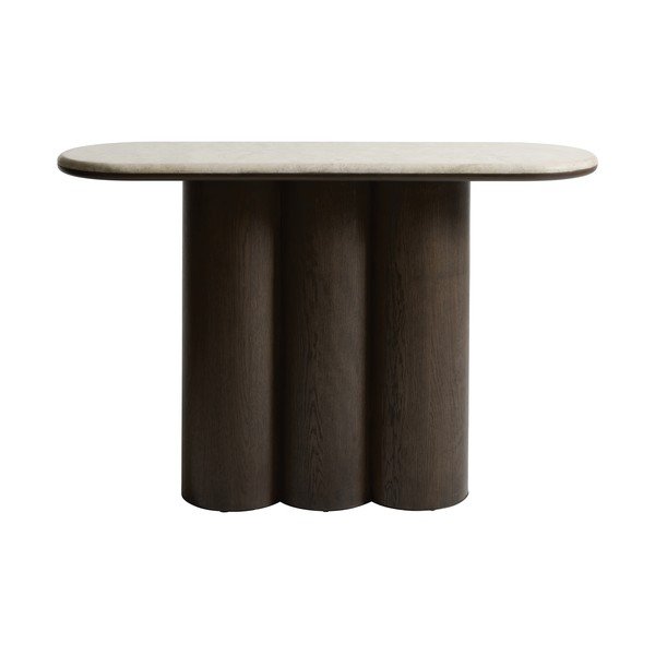 Конзолна маса с мраморна плоча в тъмно естествен цвят 38x120 cm Piazze – Unique Furniture-image-1