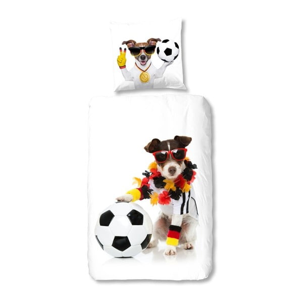 Dětské povlečení na jednolůžko z bavlny Muller Textiels Football Dog, 135 x 200 cm