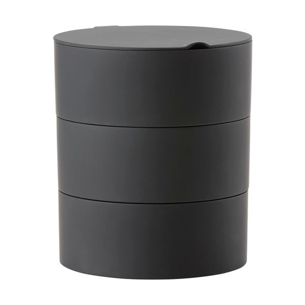 Черна триетажна кутия за съхранение с огледало Slide - Zone