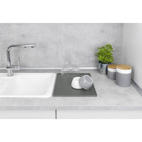 Сива гумена тавичка за оттичане за съдовете 40x30 cm Maxi – Wenko-image-2