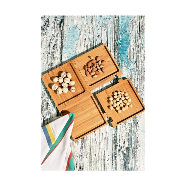 Комплект от 4 бамбукови тави Kutahya Snacks Cube, 28 x 28 cm - Kosova