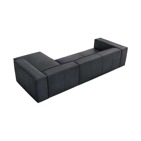 Тъмносин кожен ъглов диван (десен ъгъл) Madame – Windsor & Co Sofas-image-3