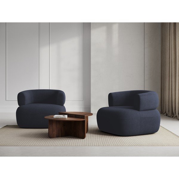 Тъмносиньо кресло от плат букле Jenny – Micadoni Home-image-1