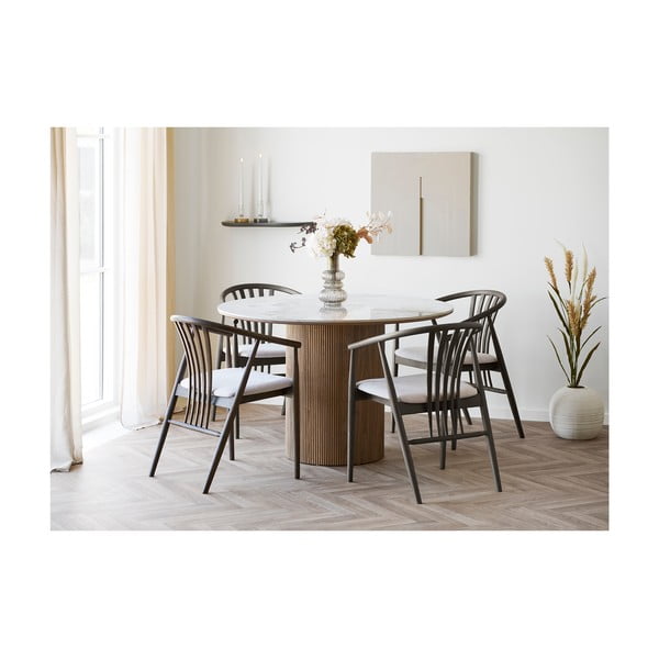 Тъмнокафяв трапезен стол с подлакътници от масивен дъб Agustin – House Nordic-image-1