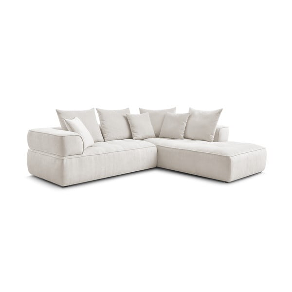 Бежов шенилов ъглов диван (десен ъгъл/L форма) Whesley – Bobochic Paris-image-3