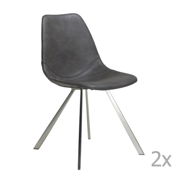 Sada 2 šedých jídelních židlí s ocelovým podnožím DAN– FORM Pitch