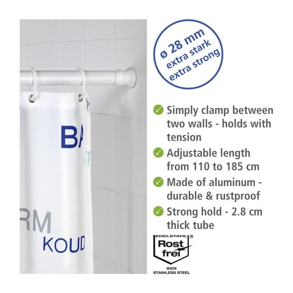 Бял прът за душ завеса 110 - 185 cm – Wenko-image-3