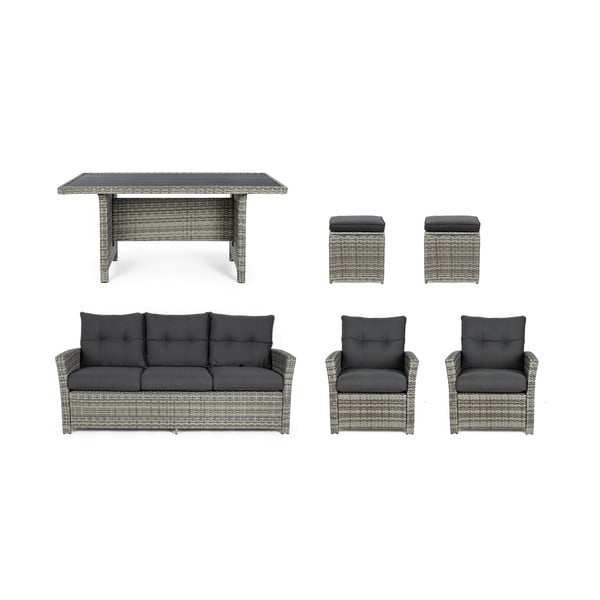 Сив градински комплект от за отдих от изкуствен ратан за 6 Ariel   – Bizzotto-image-3