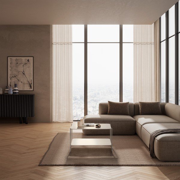 Кремава метална масичка за кафе 70x73 cm Beatrix – MOME-image-1