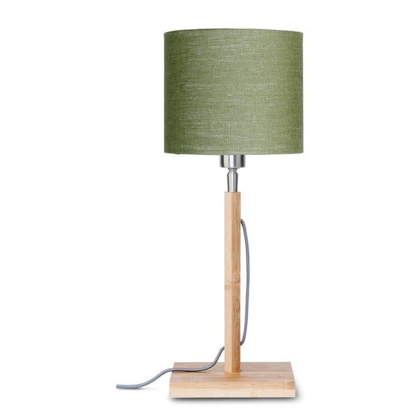 Настолна лампа със зелен абажур и бамбукова конструкция Fuji - Good&Mojo