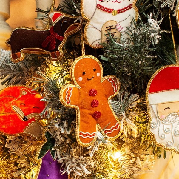 Текстилна  ръчно изработена коледна украса 10 cm Gingerbread – Sass & Belle-image-1