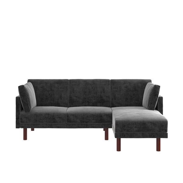 Сив променлив ъглов разтегателен диван с кадифена повърхност Clair - Støraa