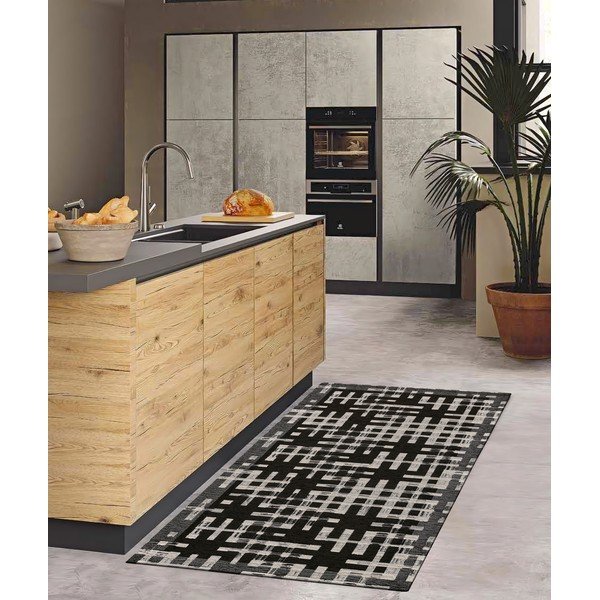 Черна пътека подходяща за пране 55x115 cm Dama Nero – Floorita-image-1