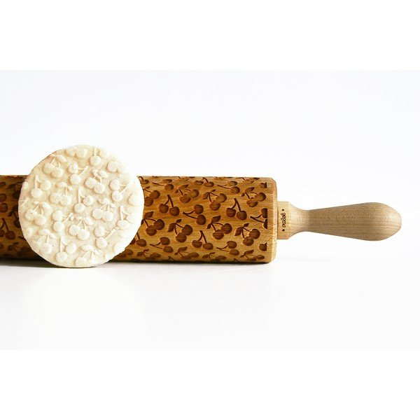 Дървен релефен валяк за тесто Cherries - Valek-image-1