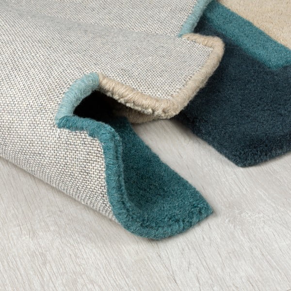 Син/бежов вълнен килим 120x180 cm Abstract Collage – Flair Rugs-image-3