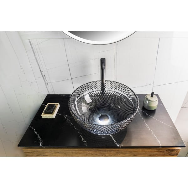 Черна стъклена кръгла мивка ø 39,5 cm Marac – Sapho-image-2