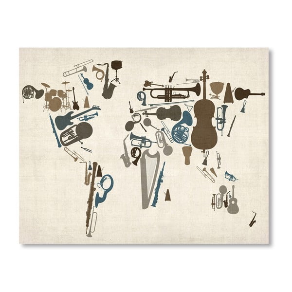 Plakát s mapou světa Americanflat Instruments, 60 x 42 cm