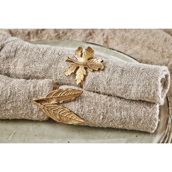 Комплект от 4 щипки за салфетки в златисто Leaf Brass - Nkuku-image-2