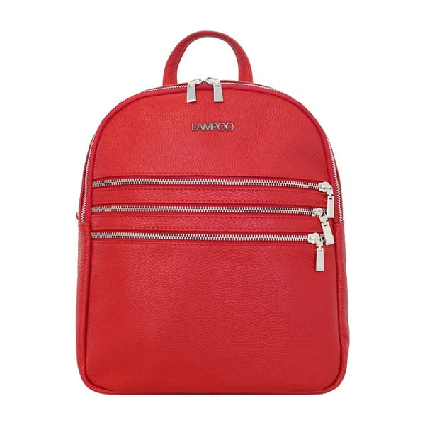 Červený kožený batoh Lampoo Kato
