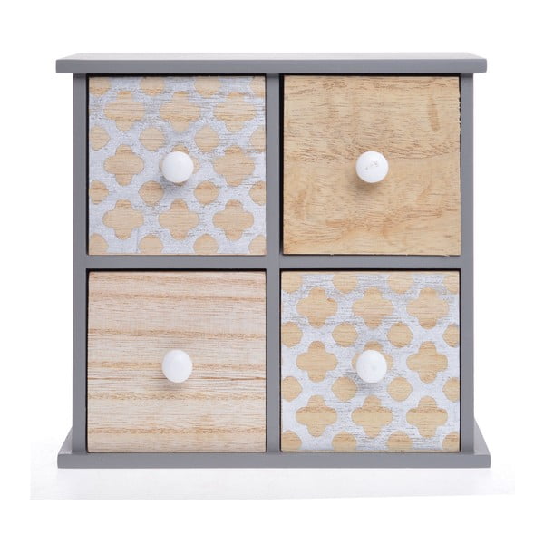 Dřevěná skříňka se 4 šuplíky Ewax Doroto, 19,5 x 8,5 x 18 cm
