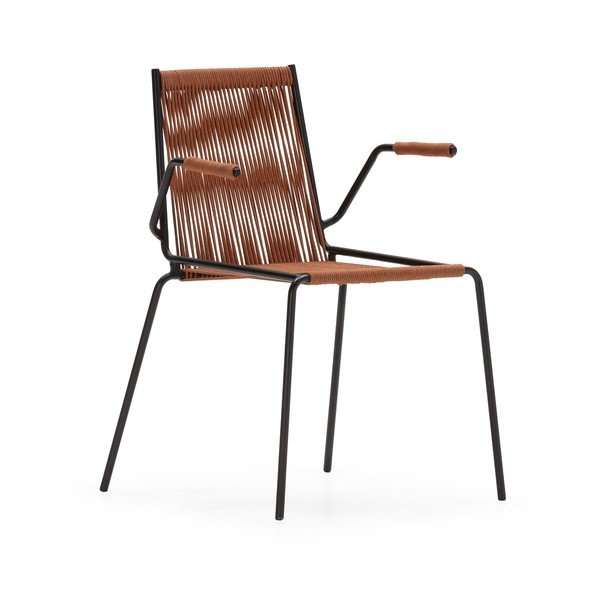 Теракотени метални трапезни столове в комплект с подлакътници/за подреждане 2 бр. Emily – Marckeric