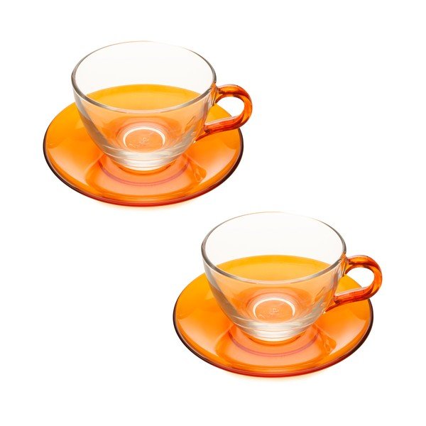 Šálek s podšálkem, 2ks, oranžový