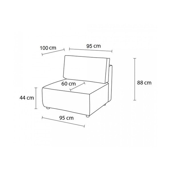 Модул за диван от велур в тухлен цвят, централна част Nihad modular - Bobochic Paris-image-4