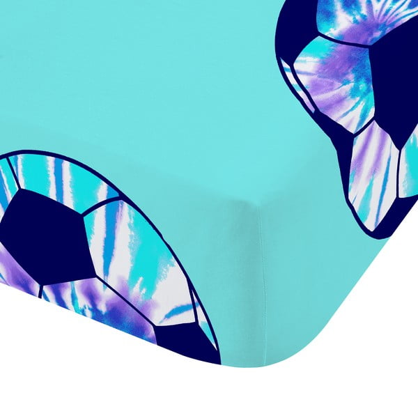 Тюркоазен еластичен единичен детски чаршаф 90x190 cm Tie Dye Football – Catherine Lansfield