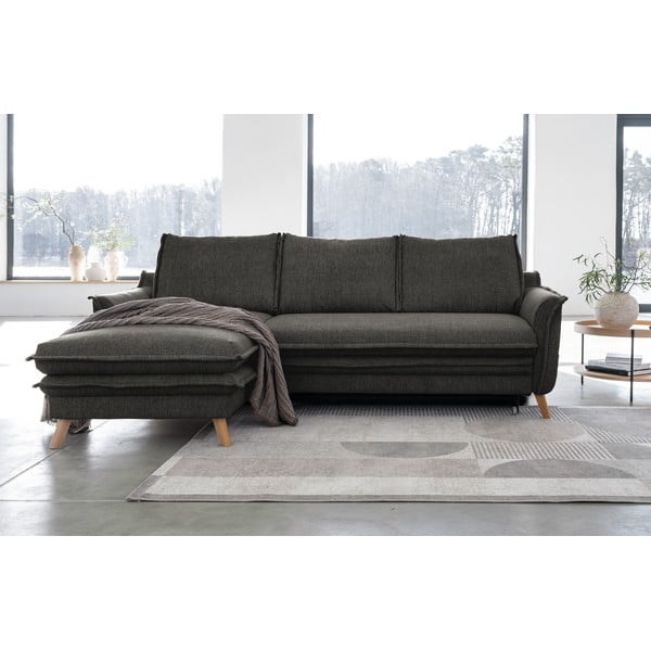 Тъмносив разтегателен ъглов диван (ляв ъгъл) Charming Charlie – Miuform-image-1