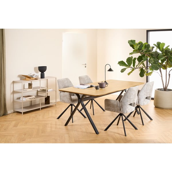 Светлосив тапициран трапезен стол с подлакътници Graham – Actona-image-1