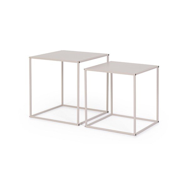 Бежови метални масички за кафе в комплект 2 бр. 38x38 cm Alrik – Yes Everyday