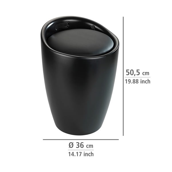 Черна табуретка за баня с подвижна кошница за пране Candy - Wenko-image-2