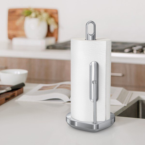 Стоманена стойка за кухненски кърпи в сребрист цвят – simplehuman-image-1