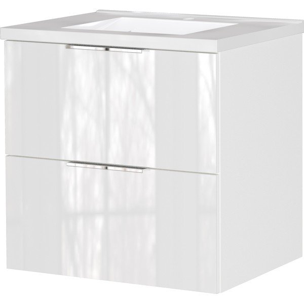 Бял гланцов стенен шкаф за мивка 61x61 cm Celano – Germania