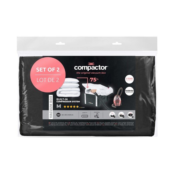 Вакуумни подсилени текстилни кутии за съхранение на дрехи в комплект 2 бр. 42x25x25 cm Black Edition – Compactor-image-4