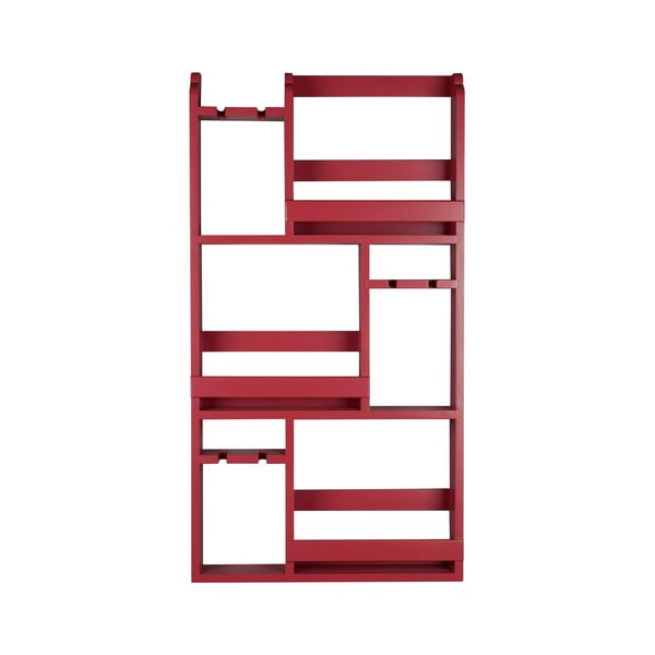 Червен  стенен стелаж за вино от масивно каучуково дърво за 12 броя бутилки 80x120x10 cm Myron – Dutchbone