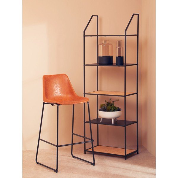 Черен/в естествен цвят метален стелаж 61x179x34 cm Depok – Premier Housewares-image-1