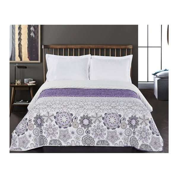 Бяло и лилаво двустранно покривало за легло от микрофибър , 170 x 210 cm Alhambra - DecoKing-image-2