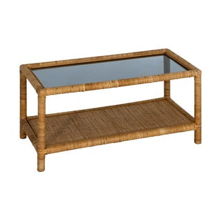 Масичка за кафе със стъклен плот  в естествен цвят  40x90 cm – Ixia